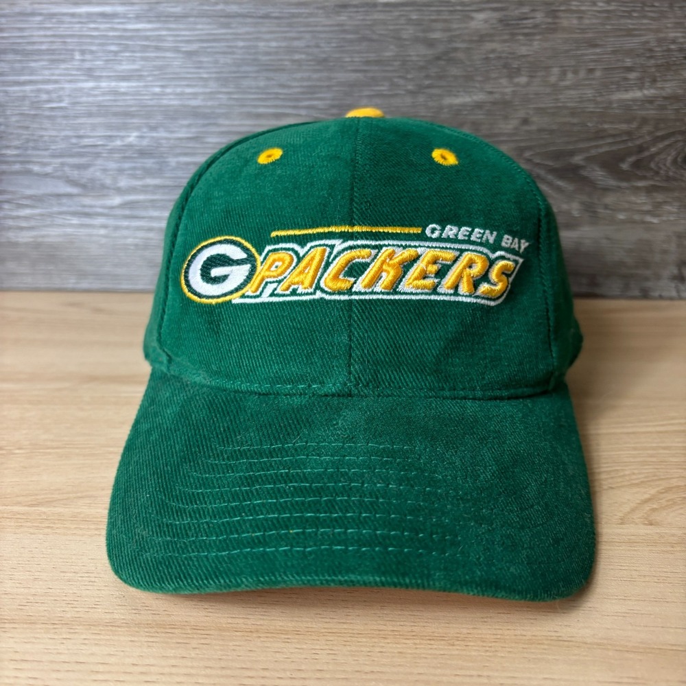 Vintage Green Bay Packers Hat Cap Snap Back NFL Football Green Logo Athletic